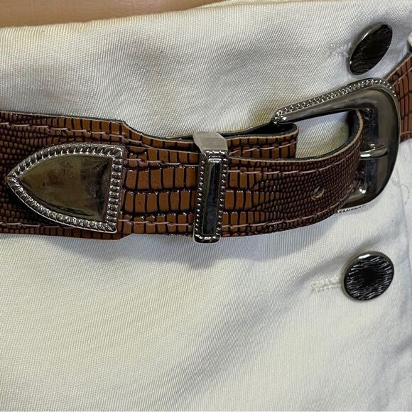 Vintage Francine Browner Midi Fringe Button Belted Wrap Skirt Cream Lt Yellow 7 - Picture 7 of 14